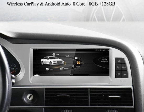 8,8 Android 14 Display Audi A6 C6 2005–2011 CarPlay & Android Auto